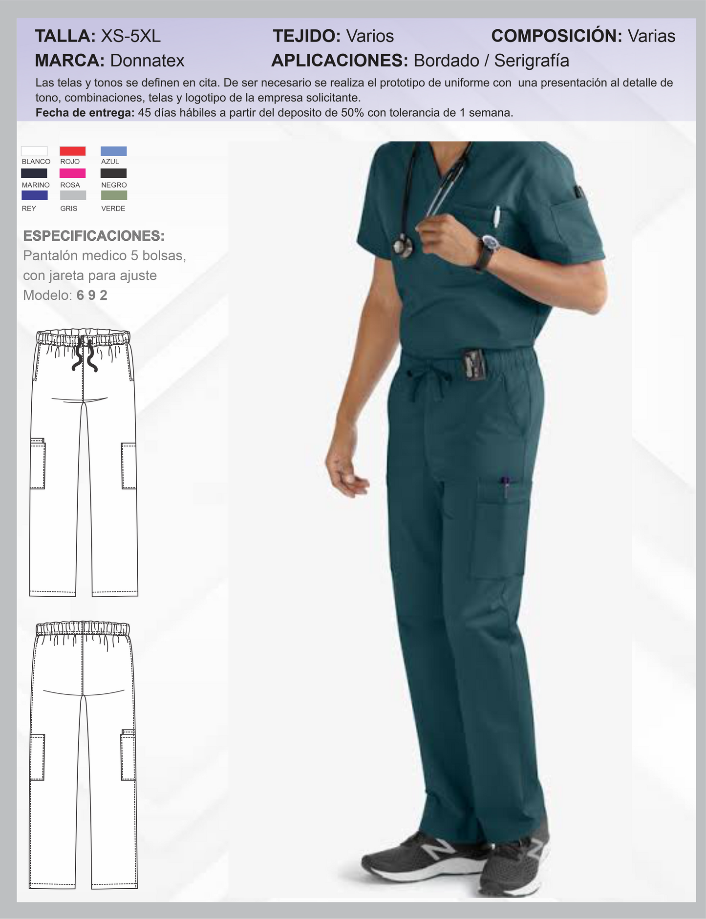 Pantalón Medico 5 Bolsas