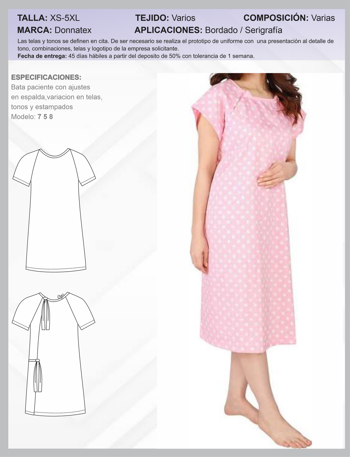 Bata para Paciente Ajuste en Espalda