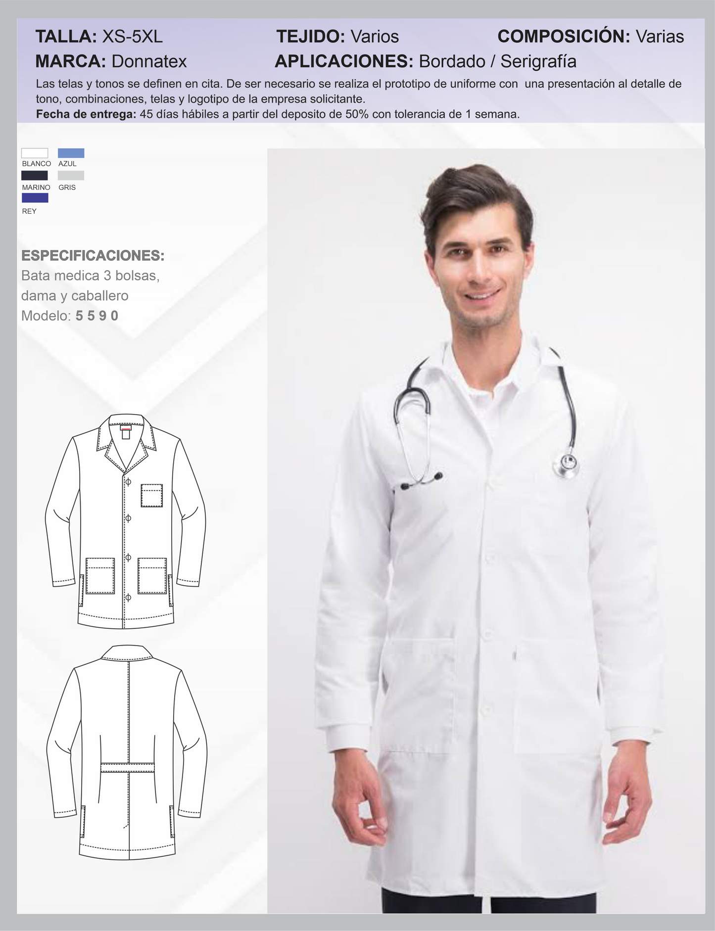 Bata Medica 3 Bolsas