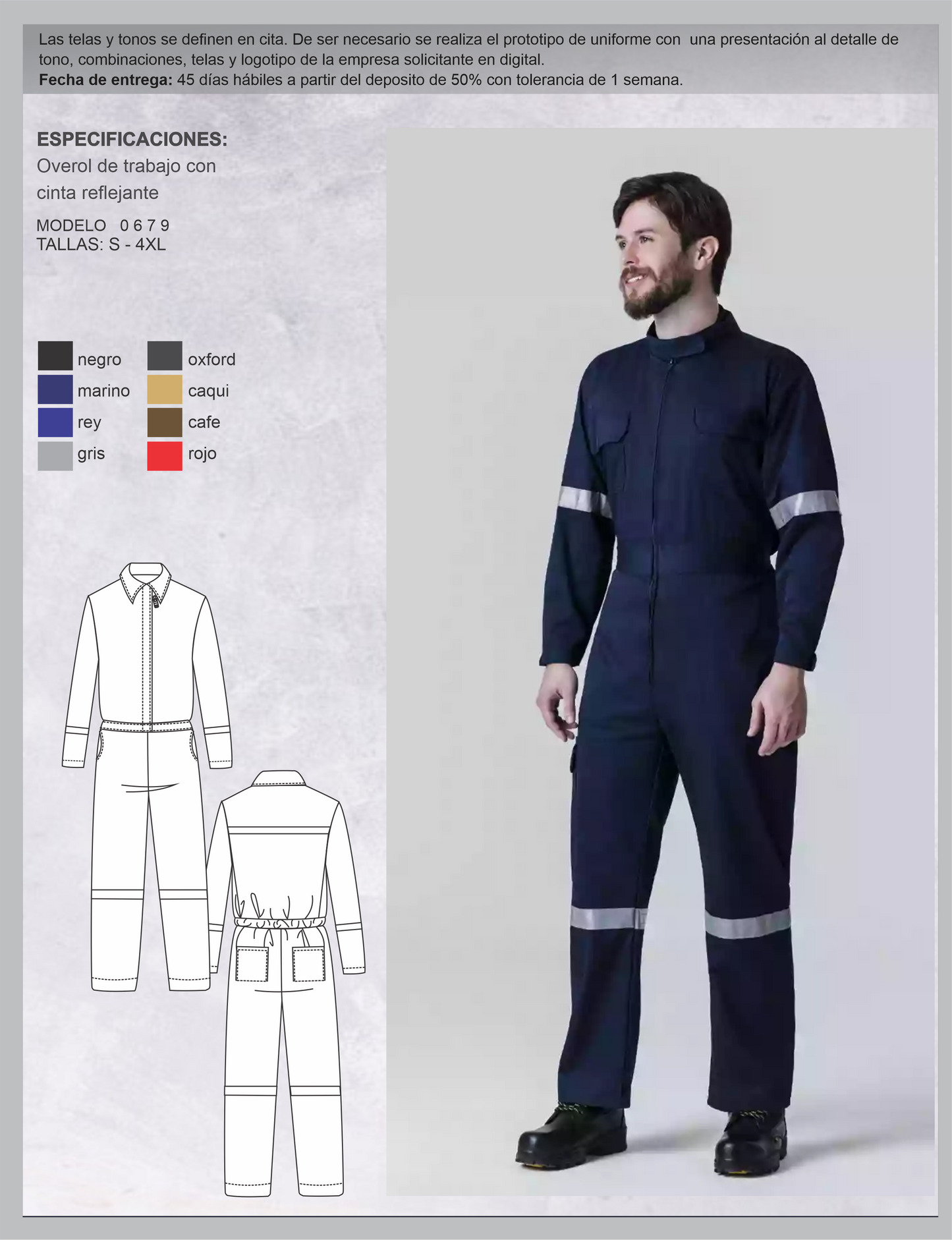 Overol de Trabajo con Cinta Reflejante