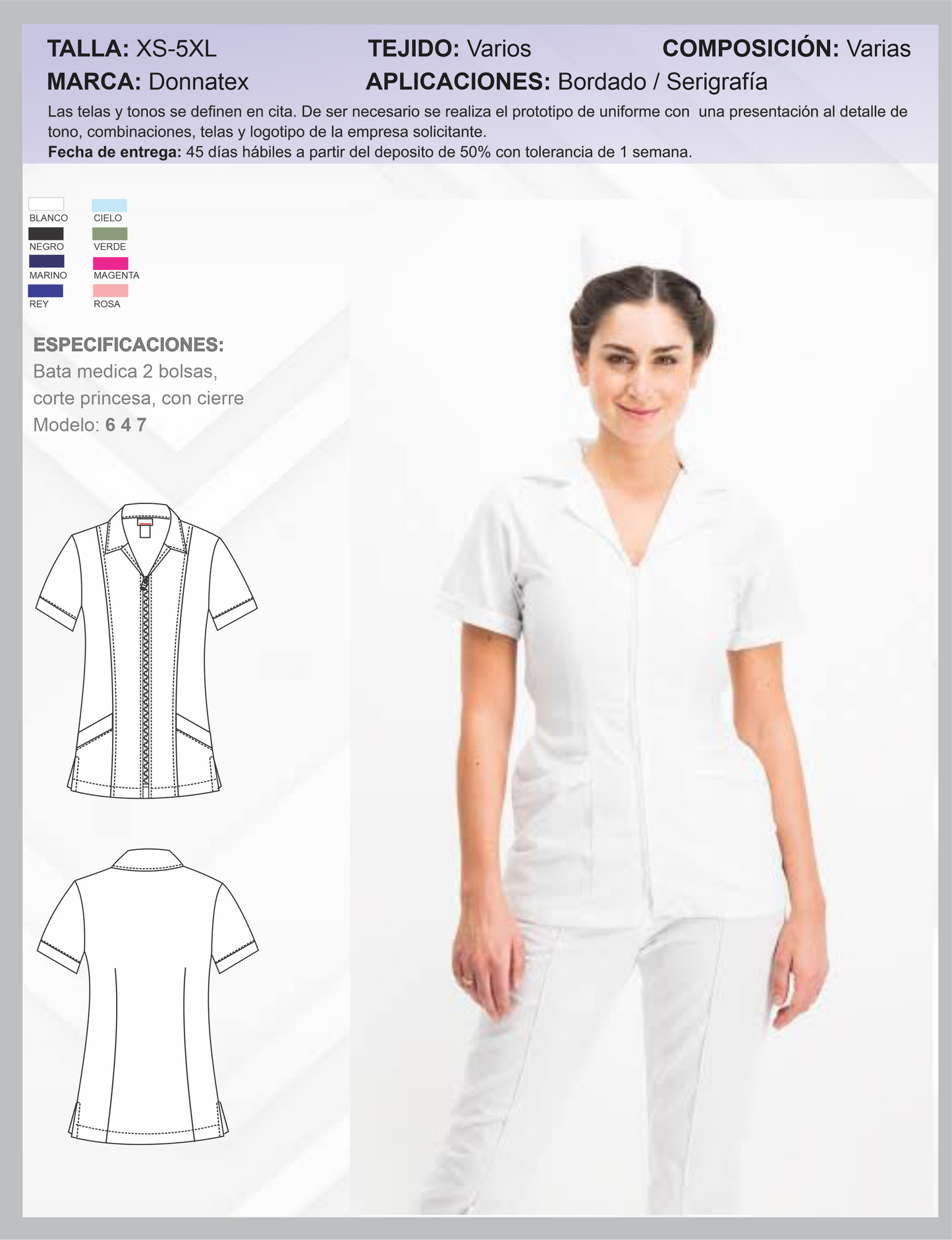 Bata Medica Corte Princesa