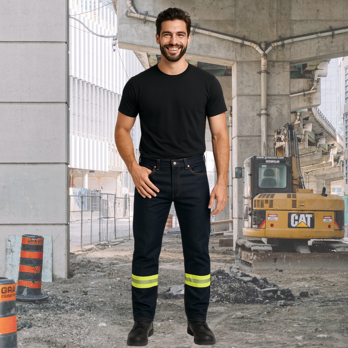 Pantalon Mezclilla 14 Oz Uso Industrial Con Reflejante