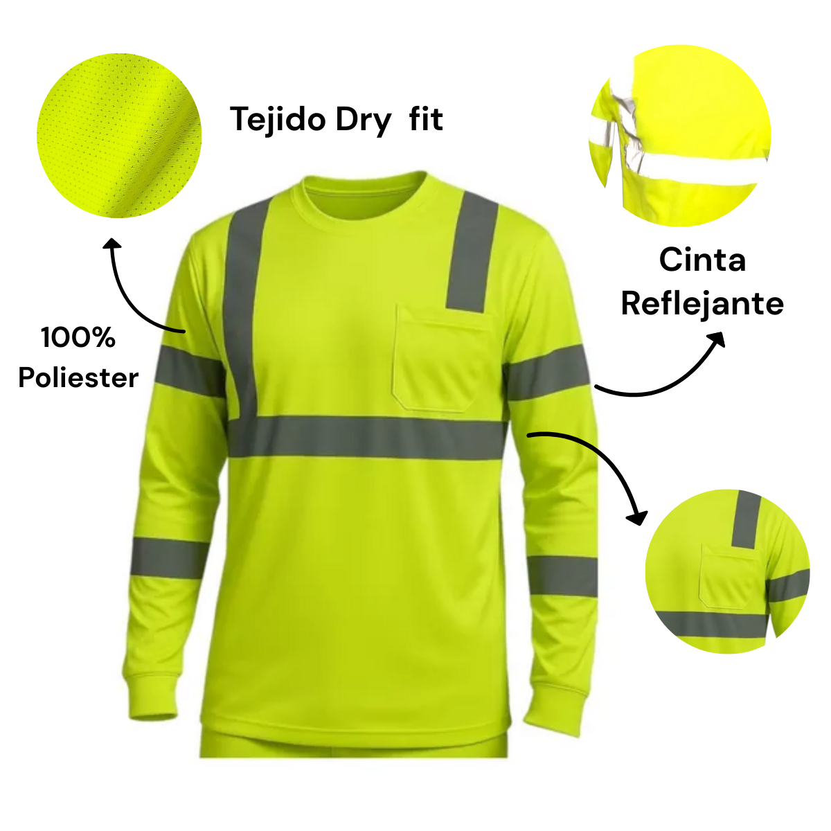 Playeras Alta Visibilidad Reflectante Uso Rudo