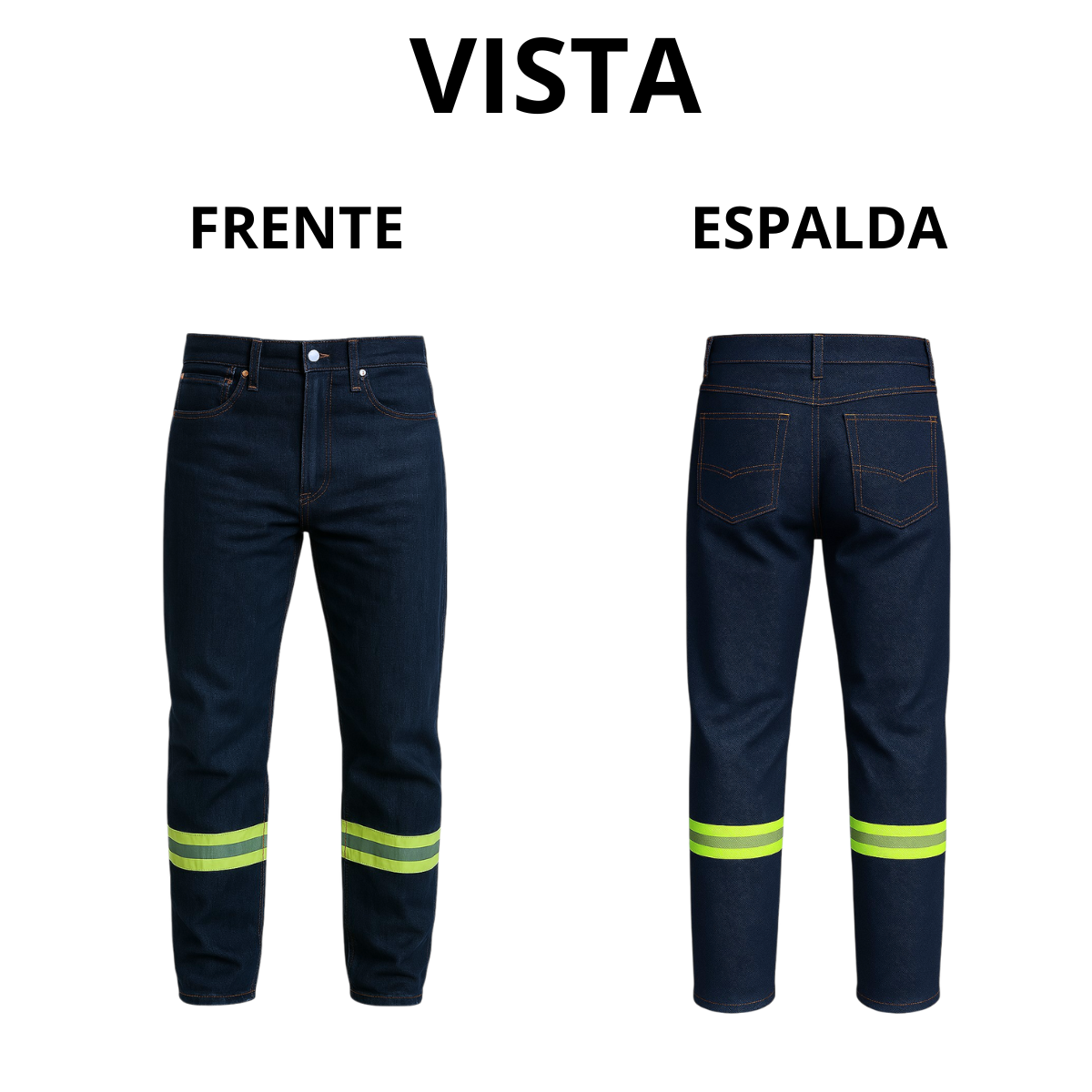 Pantalon Mezclilla 14 Oz Uso Industrial Con Reflejante