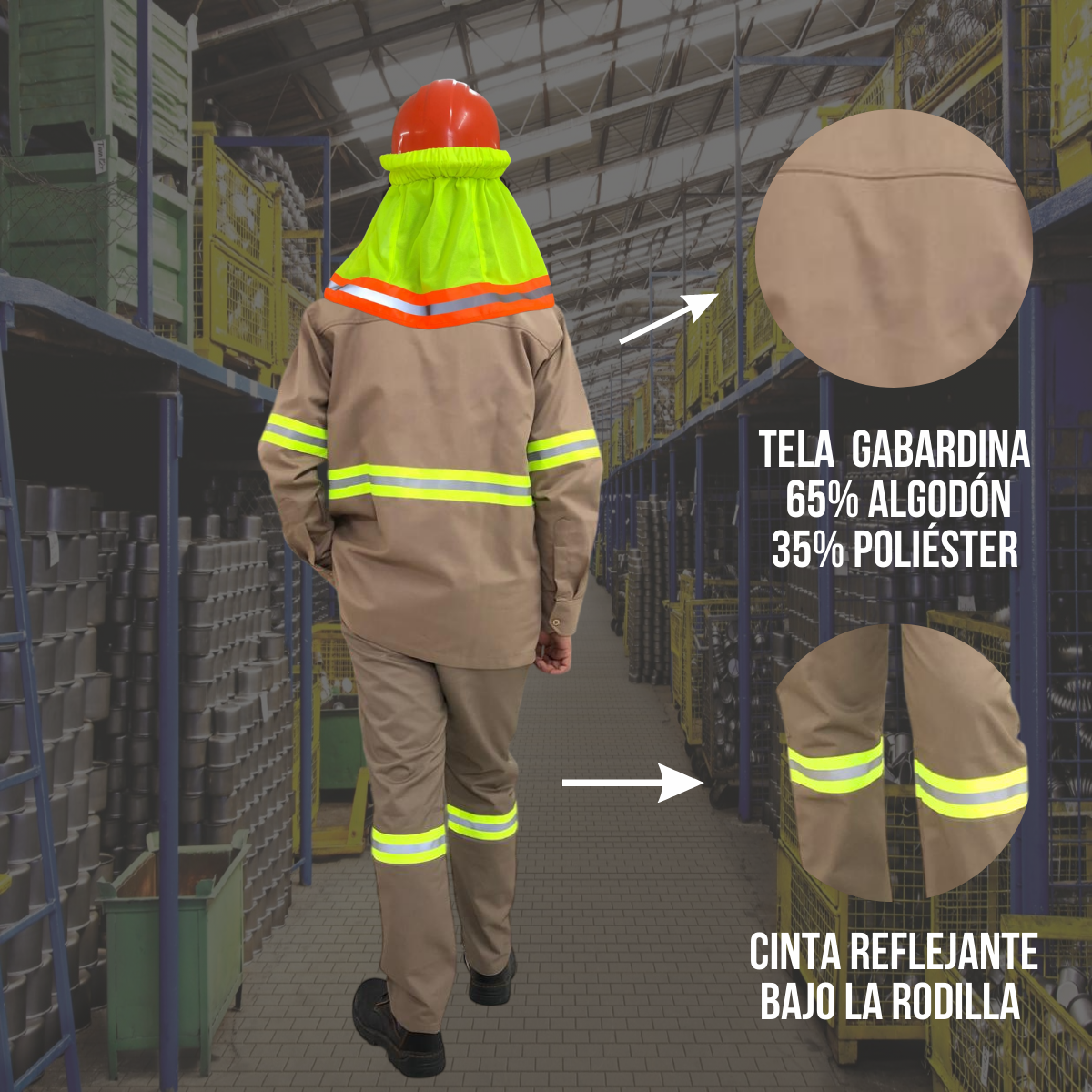 Pantalón de Gabardina, Uso Rudo, Cinta Reflejante