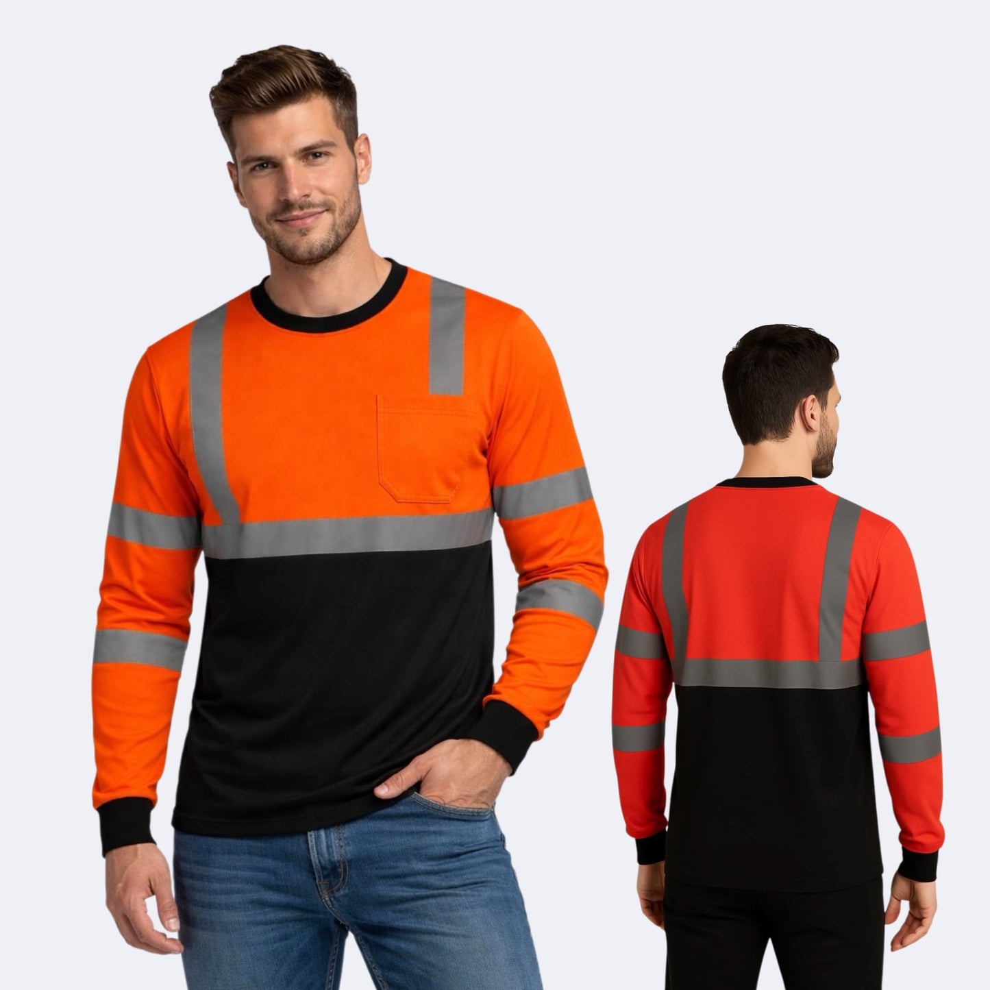 Playera combinada alta visibilidad con cinta reflejante dry fit