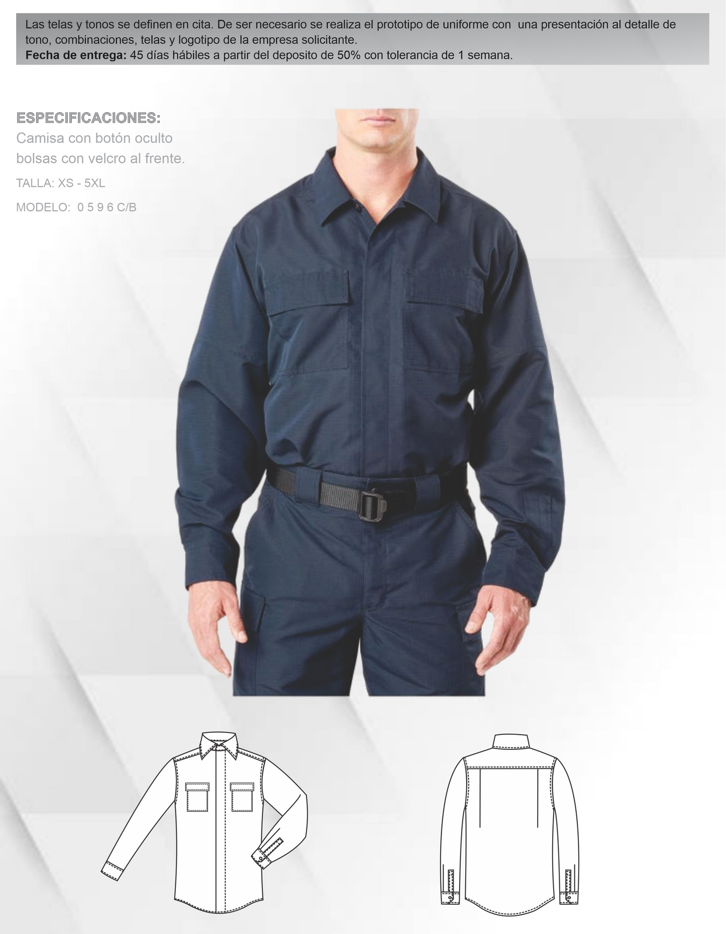 Camisa con botón oculto