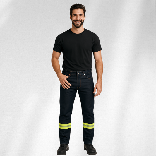Pantalon Mezclilla 14 Oz Uso Industrial Con Reflejante