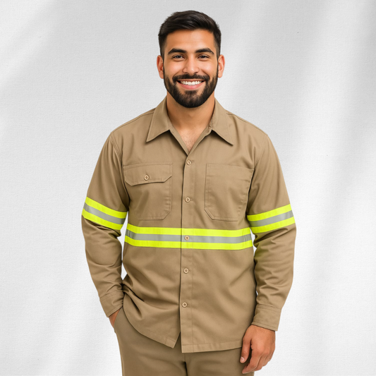 Camisa de Gabardina, Uso Rudo, Cinta Reflejante.