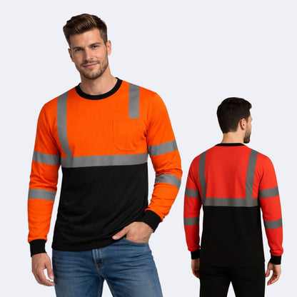 Playera combinada alta visibilidad con cinta reflejante dry fit