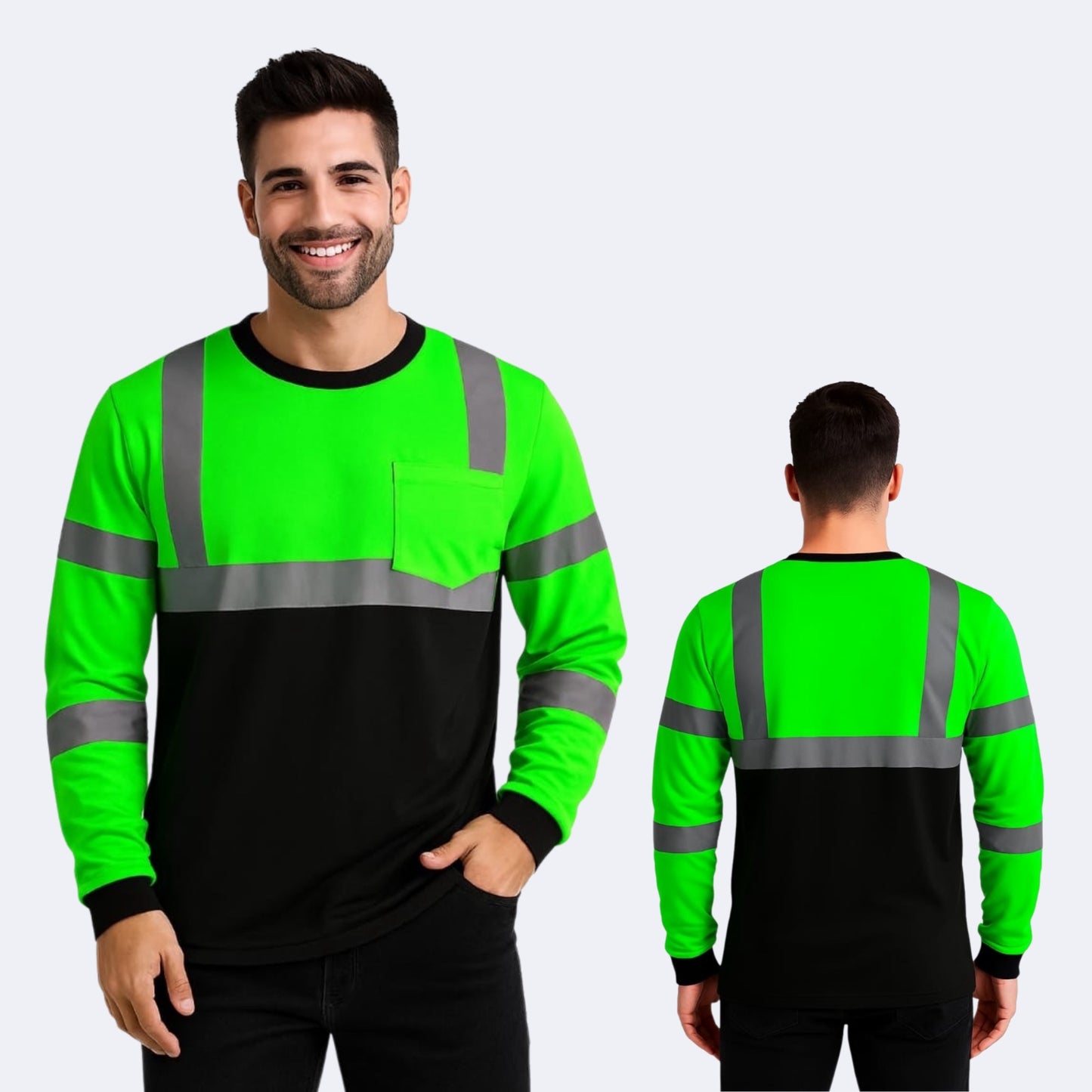 Playera combinada alta visibilidad con cinta reflejante dry fit