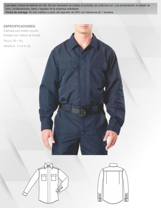 Camisa con botón oculto